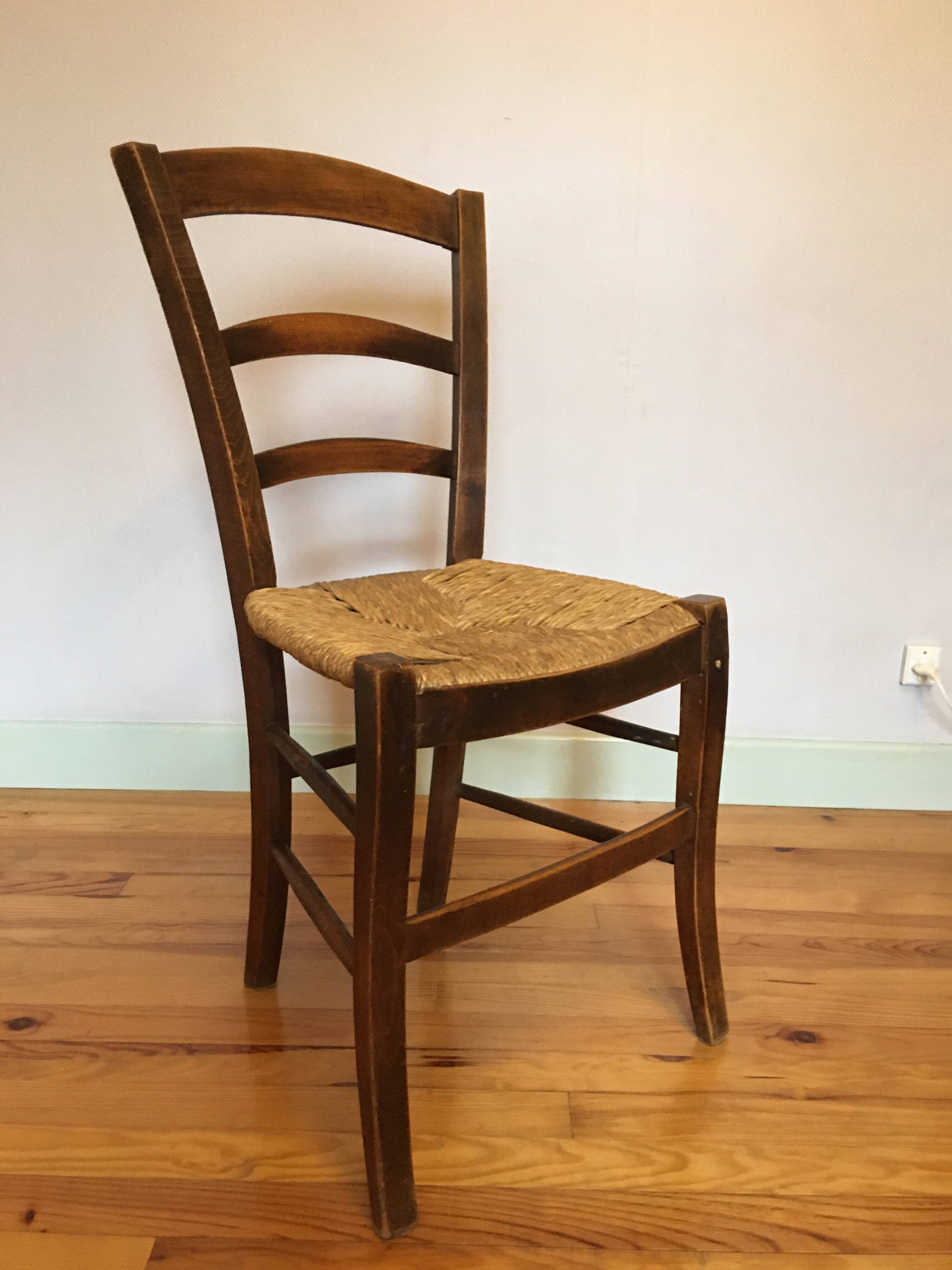 Rush seat wooden chair