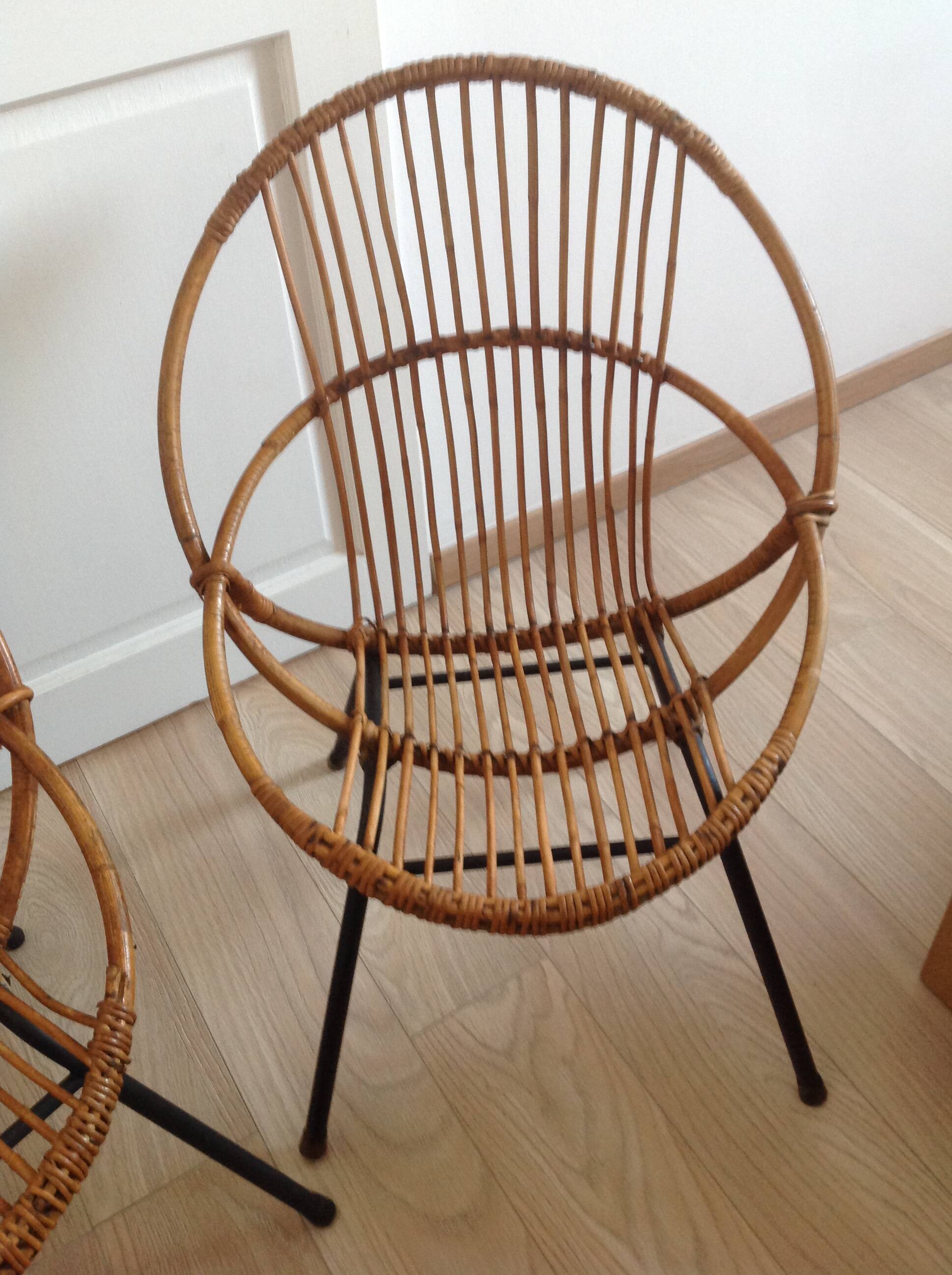 Fauteuil en rotin vintage
