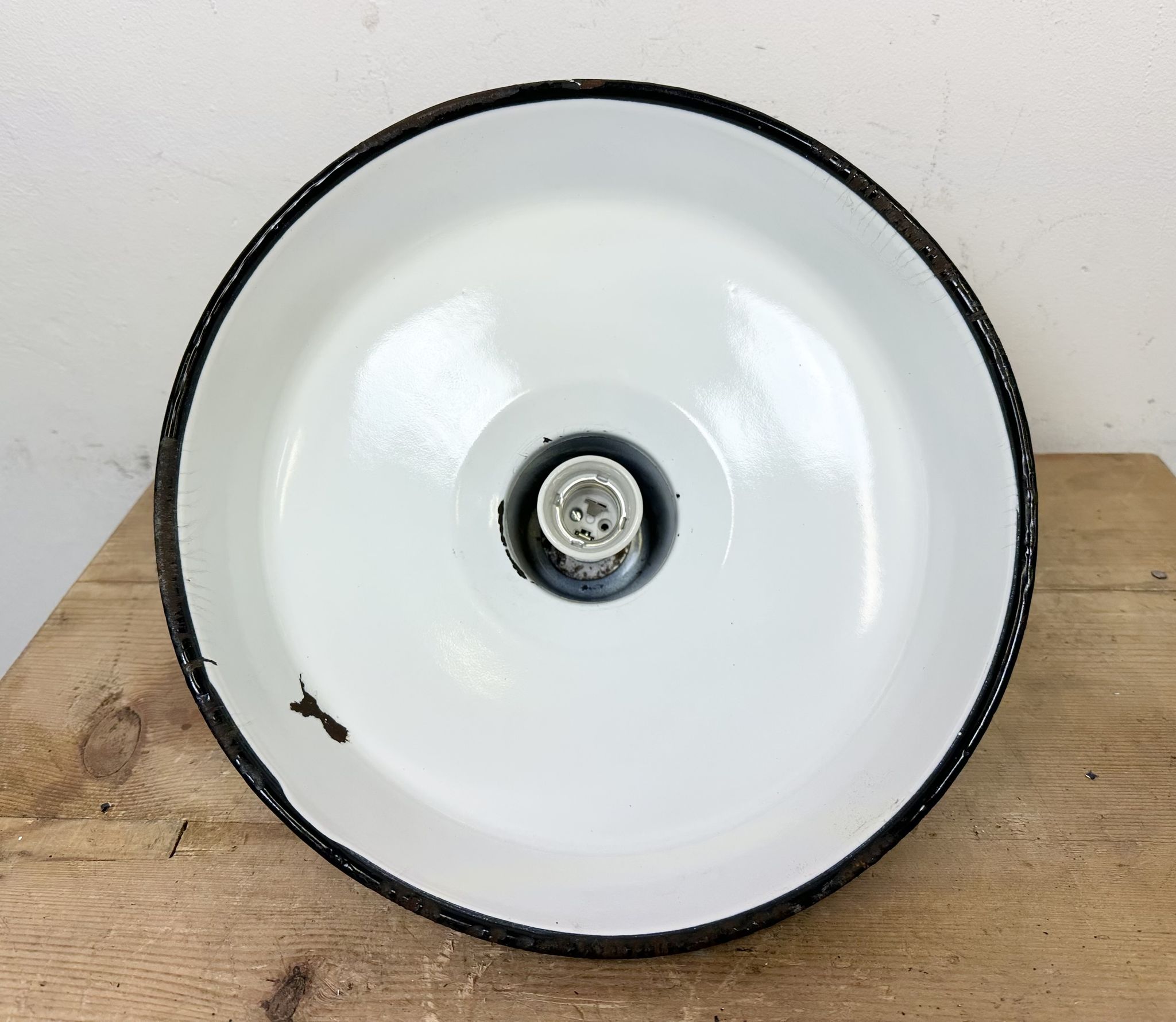 Industrial French Dark Green Enamel Factory Lamp, 1960s