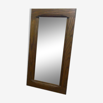 rectangular wall mirror with classic rustic brown wood frame