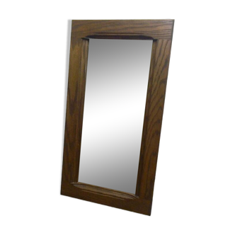 rectangular wall mirror with classic rustic brown wood frame