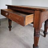 Table de travail française rustique antique de ferme, îlot Louis Philippe