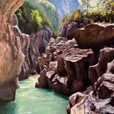 HST painting "Grand canyon of the Verdon Gorges" signed Lecompte + frame
