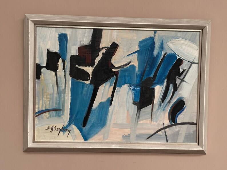 Original Swedish Oil on Panel – “Abstract Composition” by Sven H. Engberg – Signed – Vintage & Framed – 56 × 43 cm (22" × 16.9")