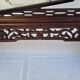 Chinese wooden table screen, decorated with feather marquetry.