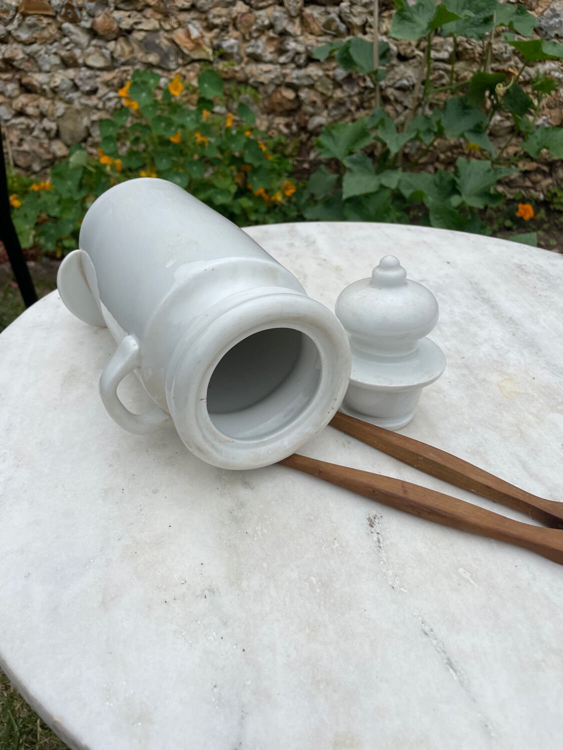Pot à cornichons vintage porcelaine blanche