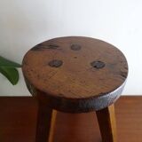 Brutalist wood tripod foot stool
