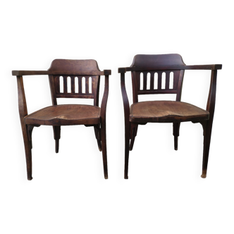 Pair of Kohn No. 714/3 armchairs, variant with 5 holes in the backrest