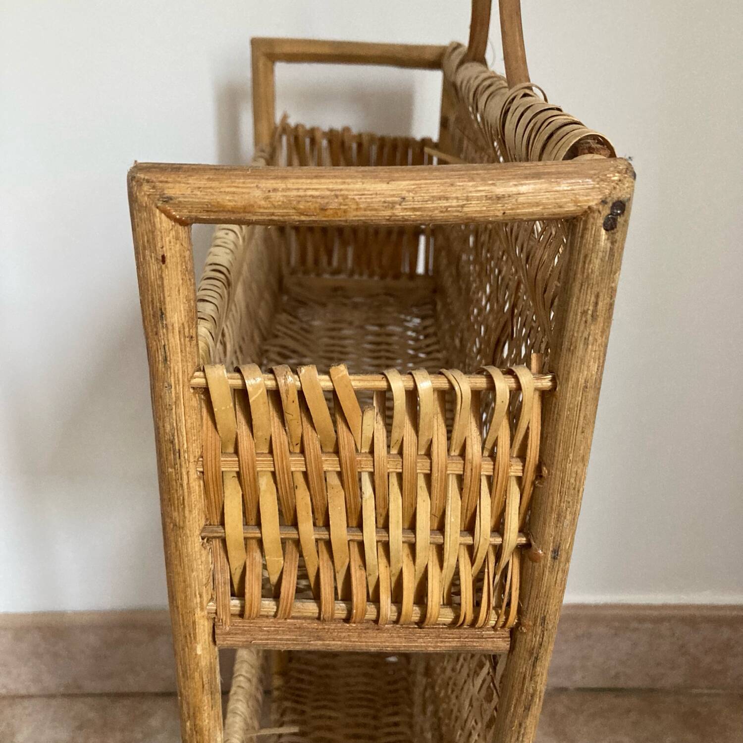 Vintage wicker wall shelf