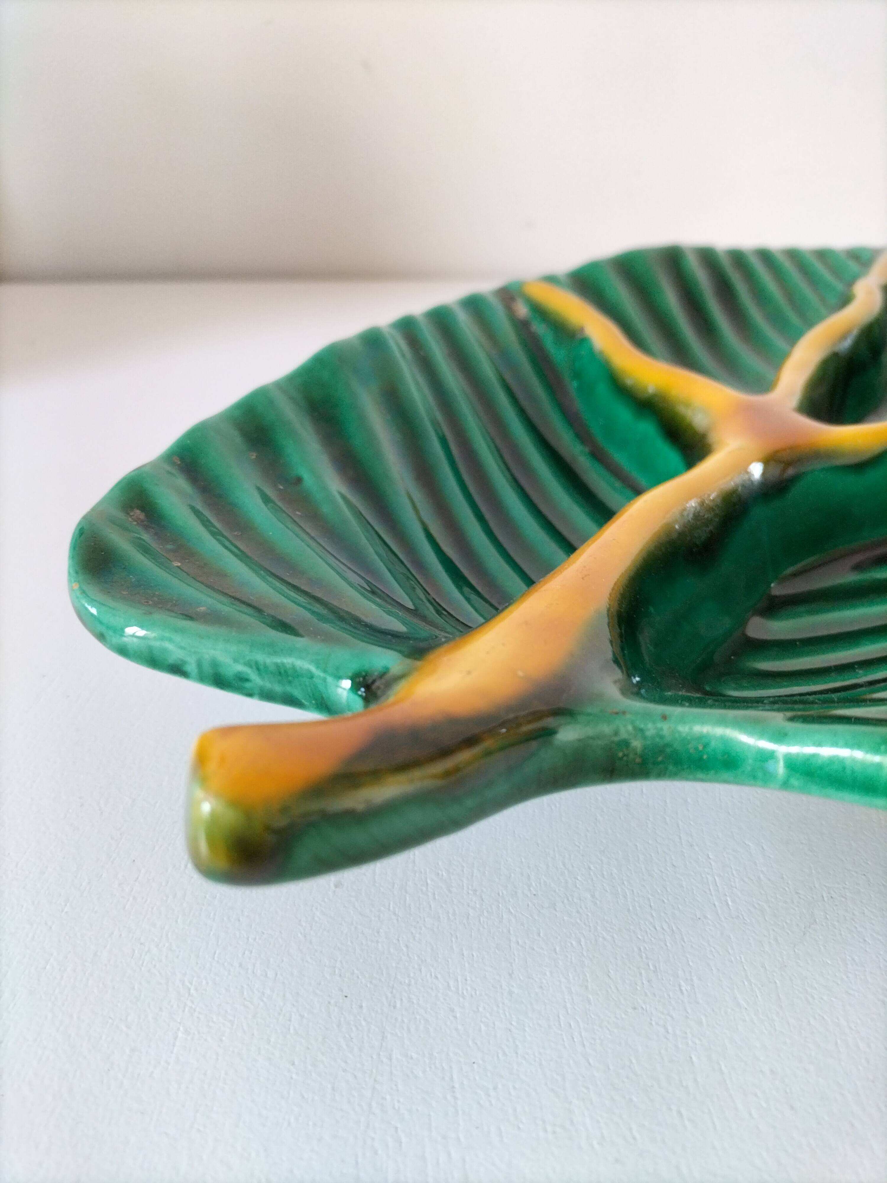 Vallauris ceramic tropical leaf tray, 1950s/1960s