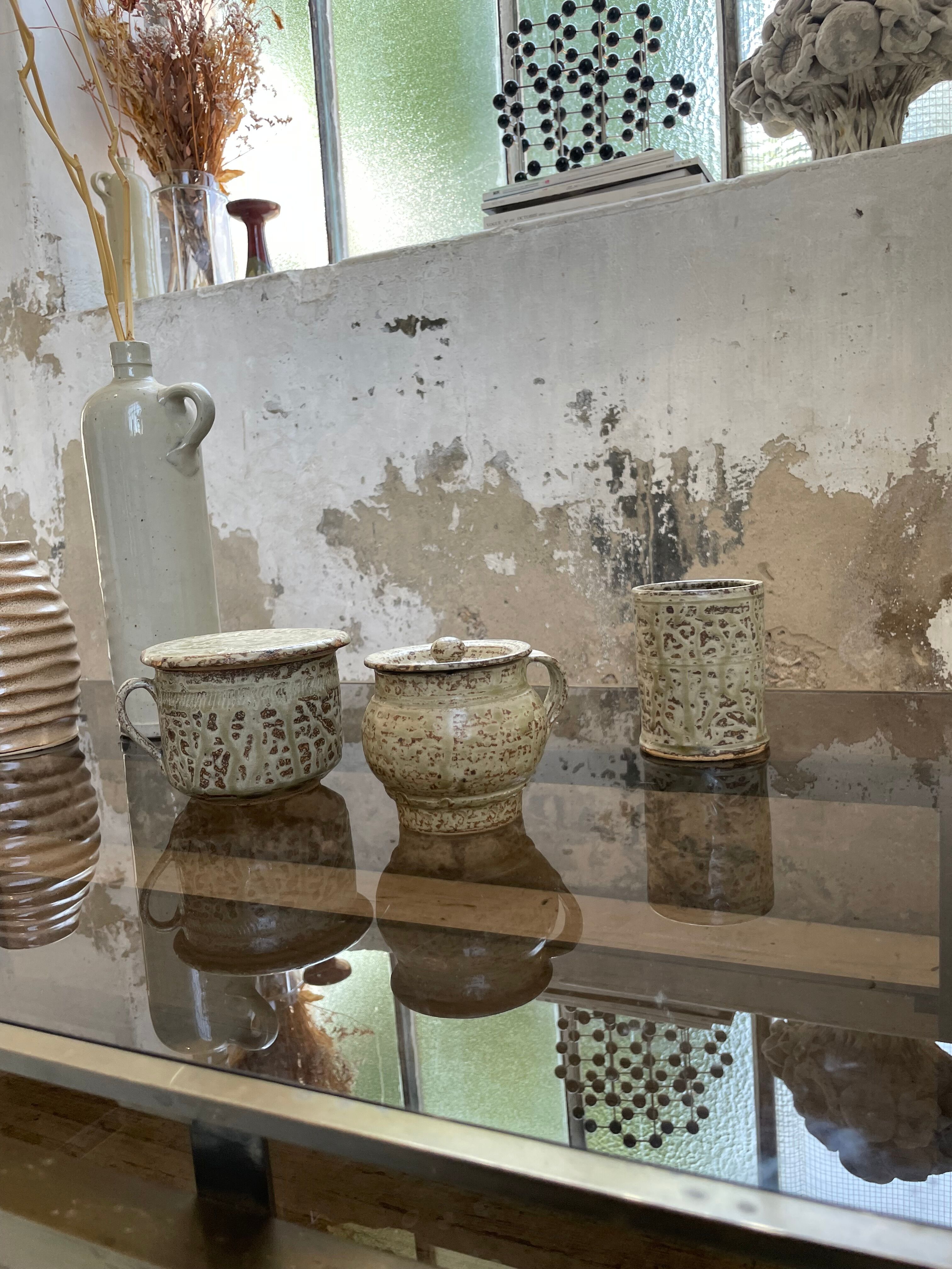 Stoneware herbal tea cup set La Hulotte Caylus