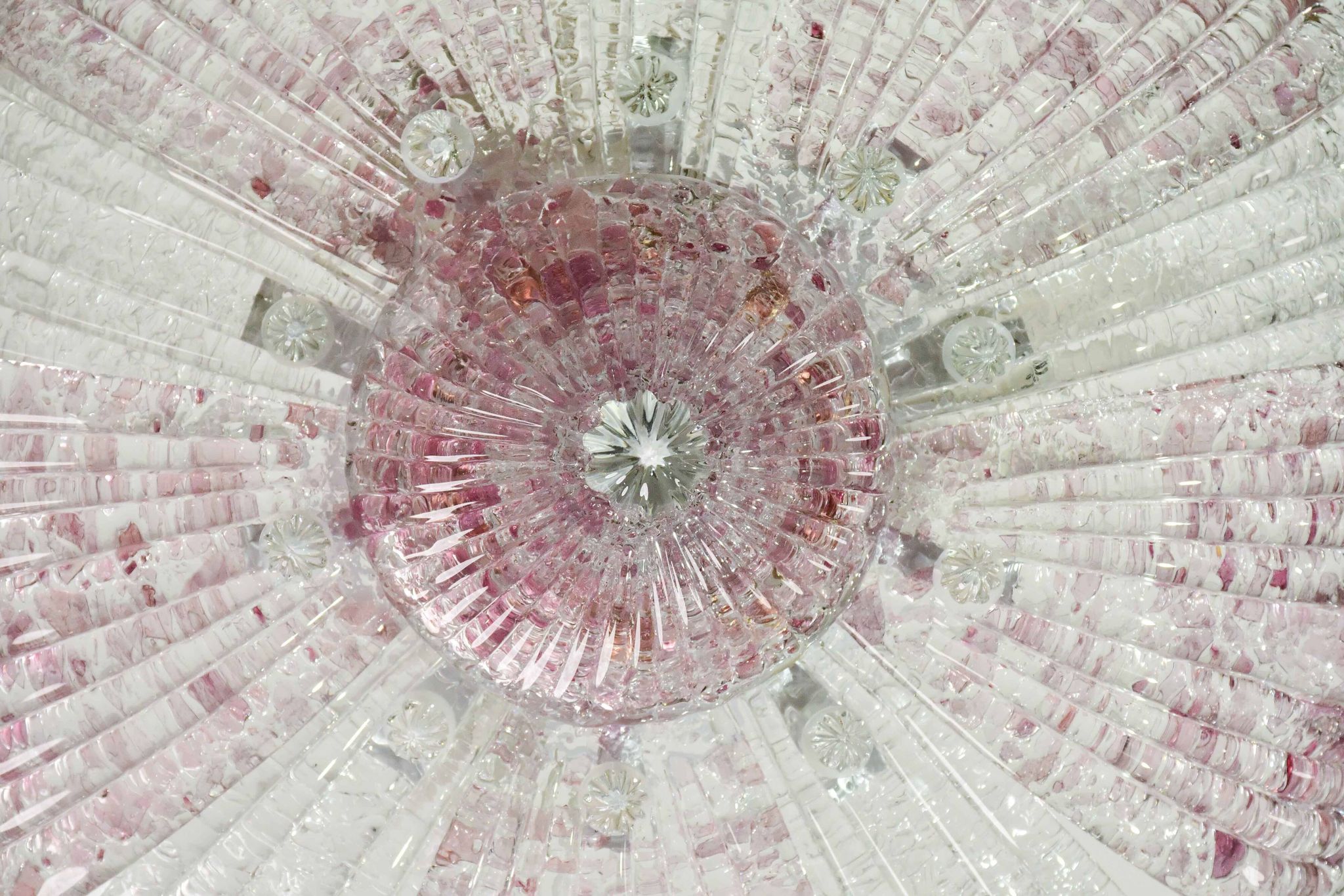 Plafonnier vintage en verre de Murano rose