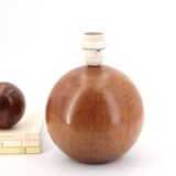 Lampe boule en bois, abat jour avec fleurs séchées