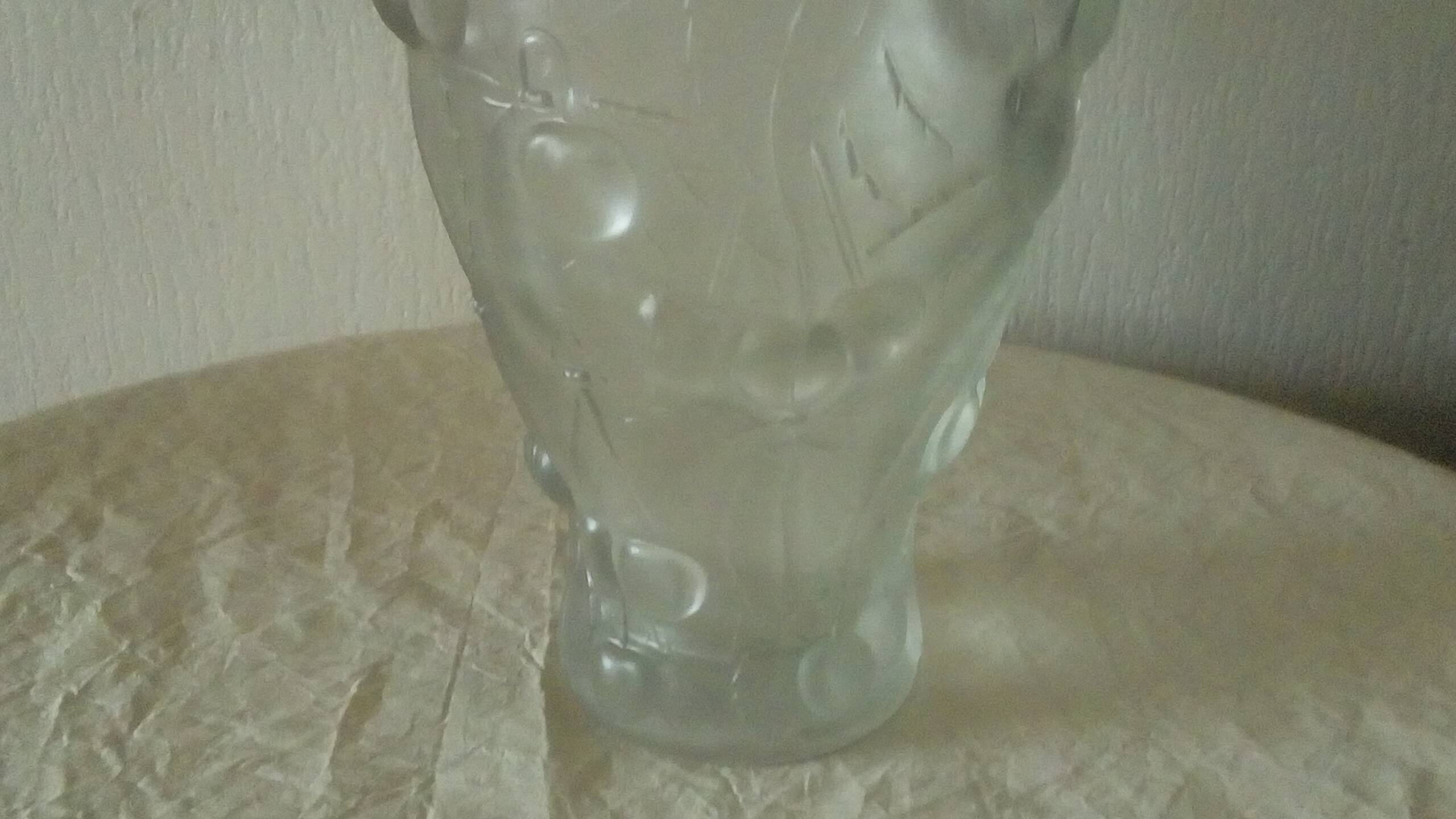 Frosted glass vase with relief cherry decoration