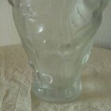 Frosted glass vase with relief cherry decoration