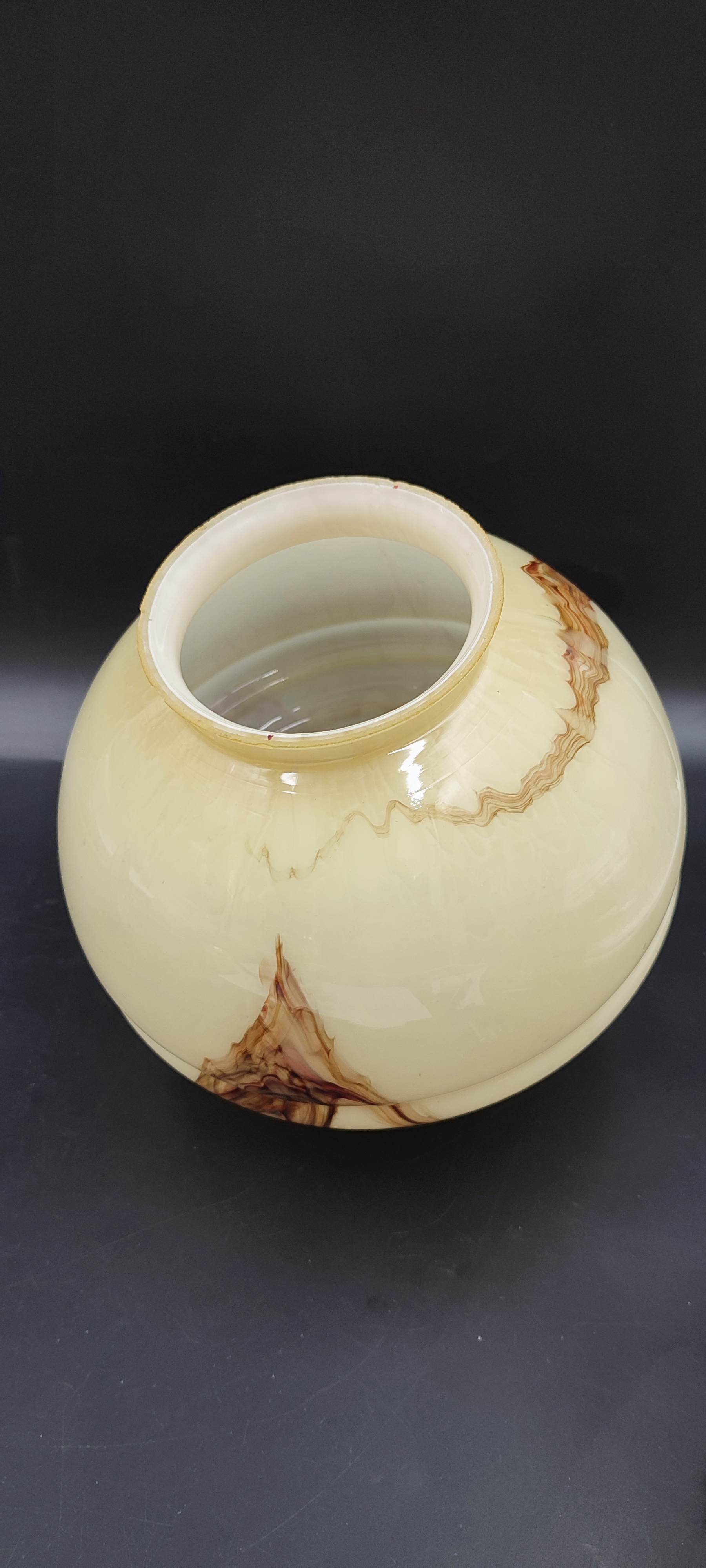 Suspension globe verre marbré moucheté art-déco
