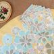 Round tablecloth and 6 napkins with vintage flower patterns