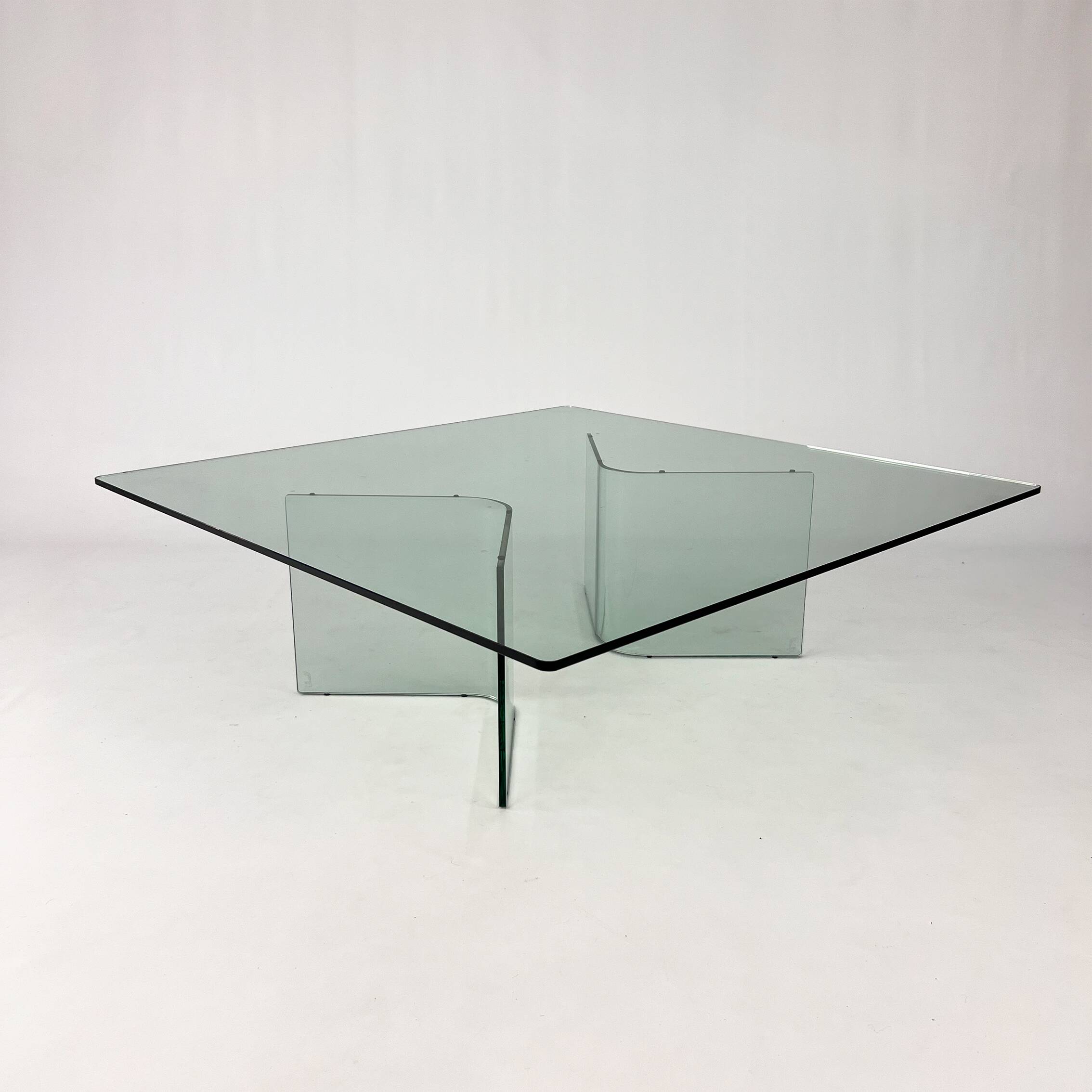 Postmodern Coffee Table of Glass, 1980s
