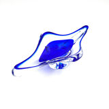 Large Coupe Hospodka Crystal Bohemia Sommerso Cobalt Blue Trim