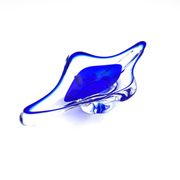 Grande Coupe Hospodka Cristal Bohême Sommerso Liseré Bleu Cobalt