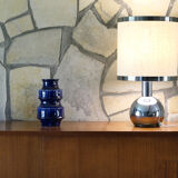 Table lamp 1970's chrome and linen restored