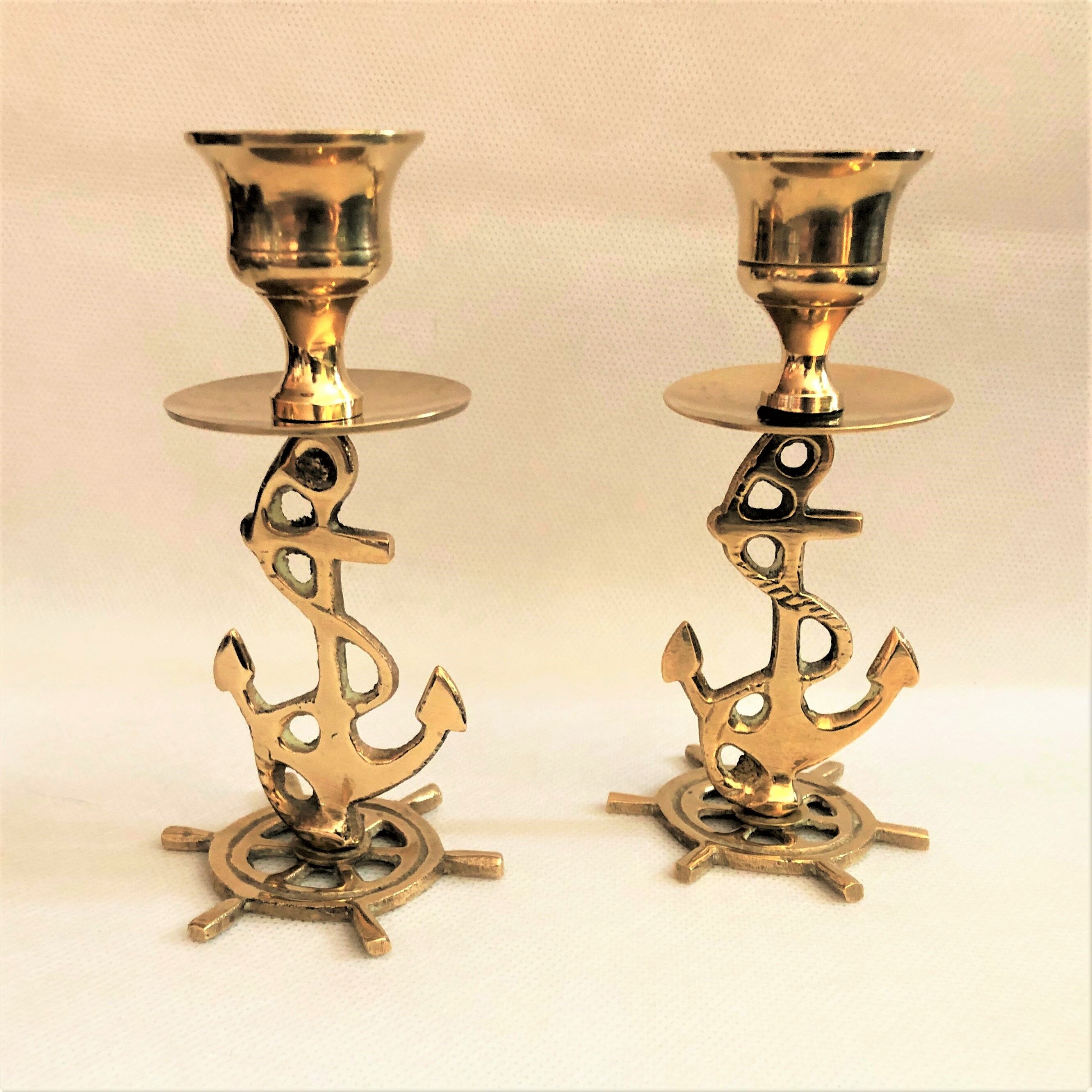 Pair of gilded brass candlesticks