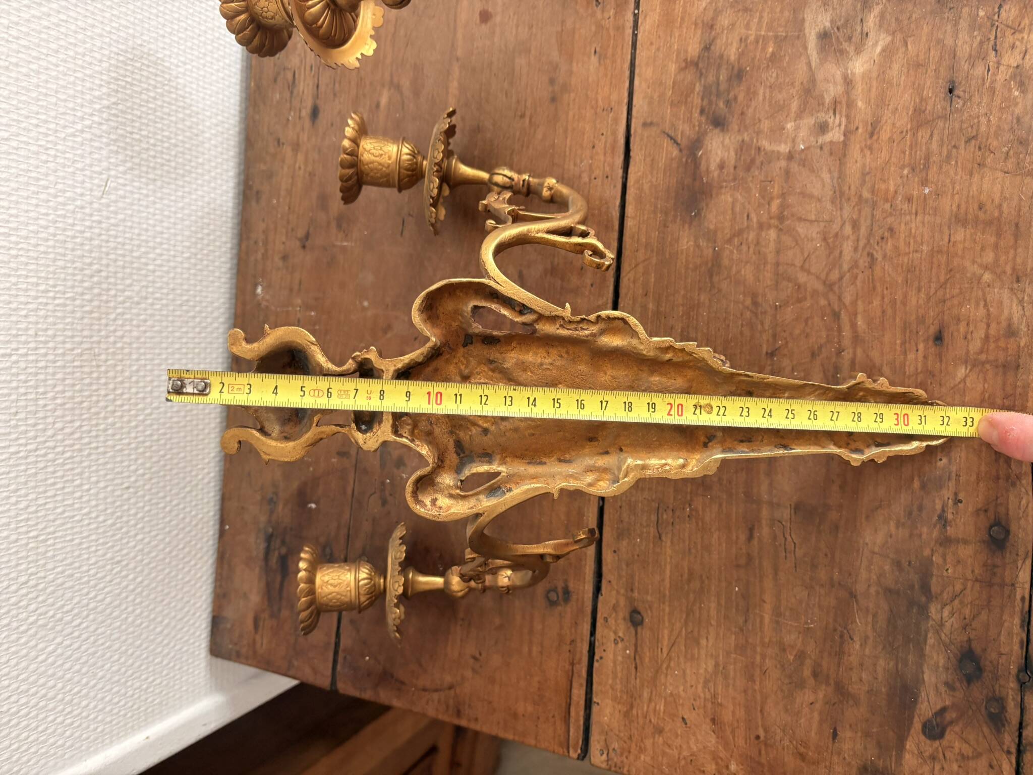 Pair of Gold Wall Sconces in Louis XVI Style from the Napoleonic III Era, Apolon, 19th Century
