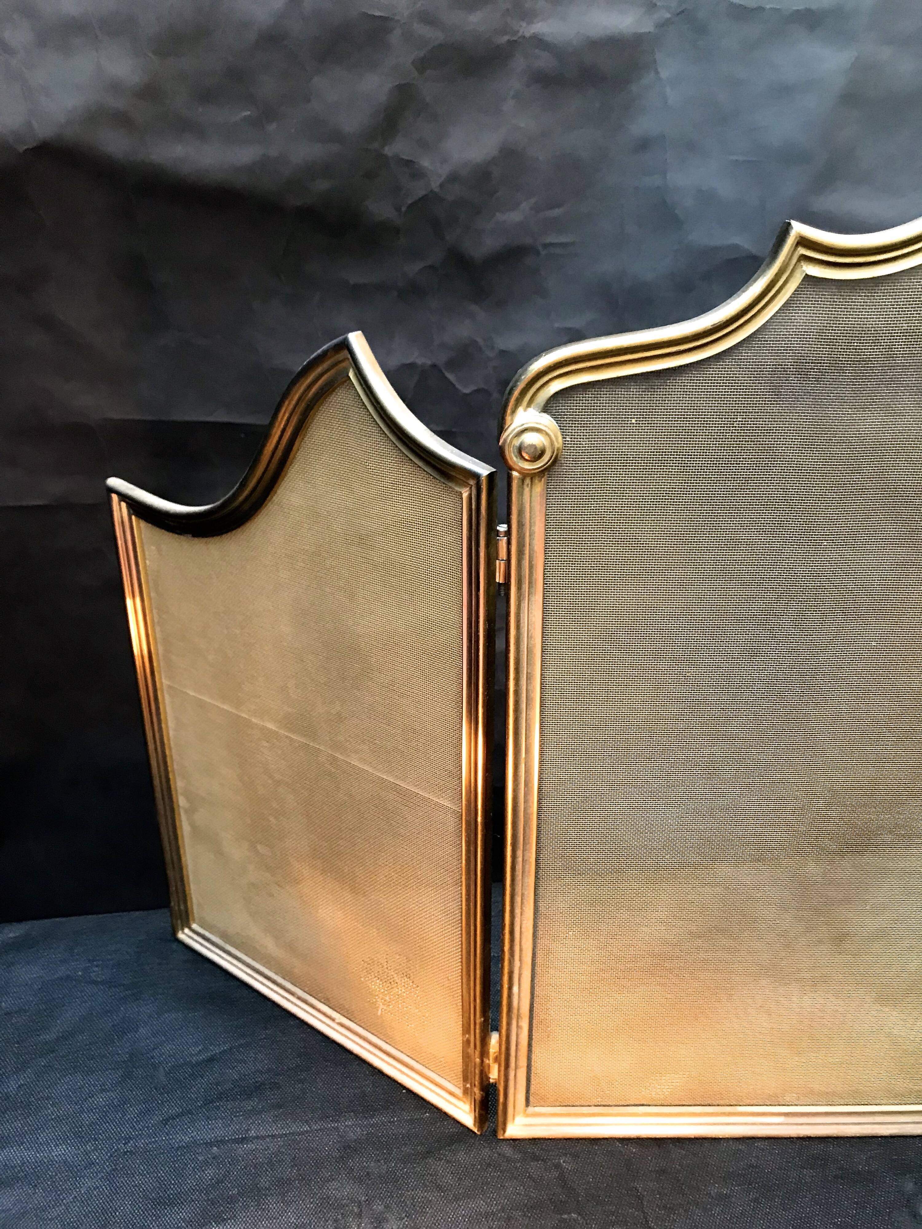 Old fire screen and accessories brass fireplace 1940 spark arrest fireplace firescreen