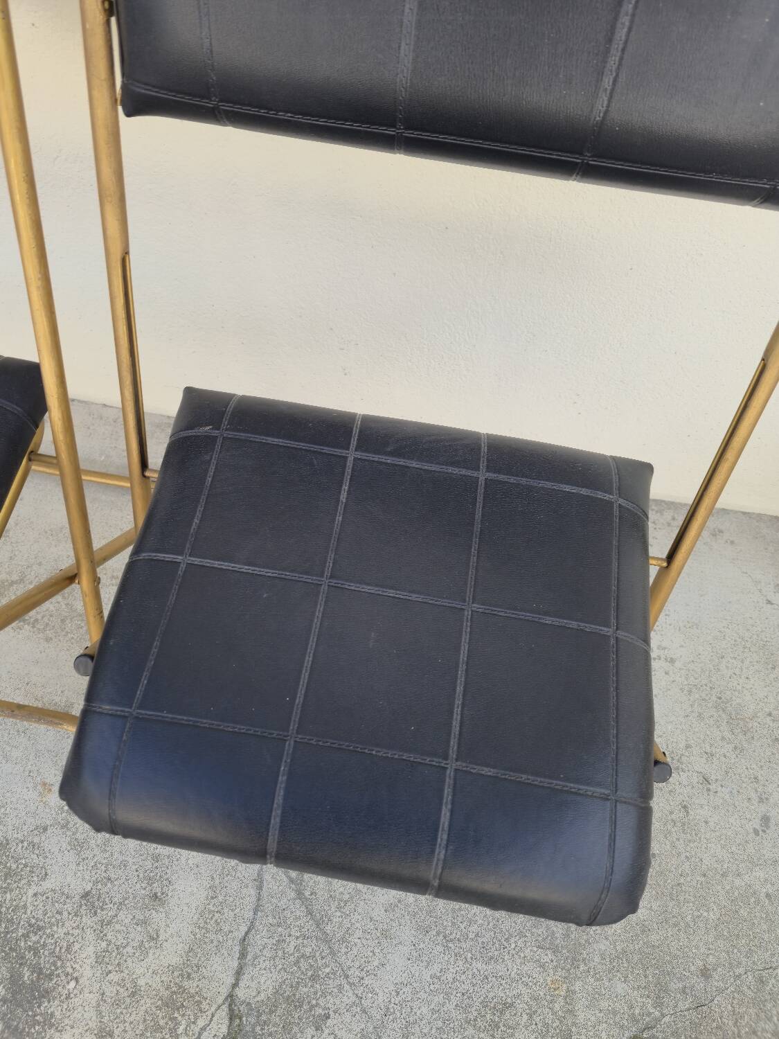 Pair of vintage 1950s Lafuma black folding chairs