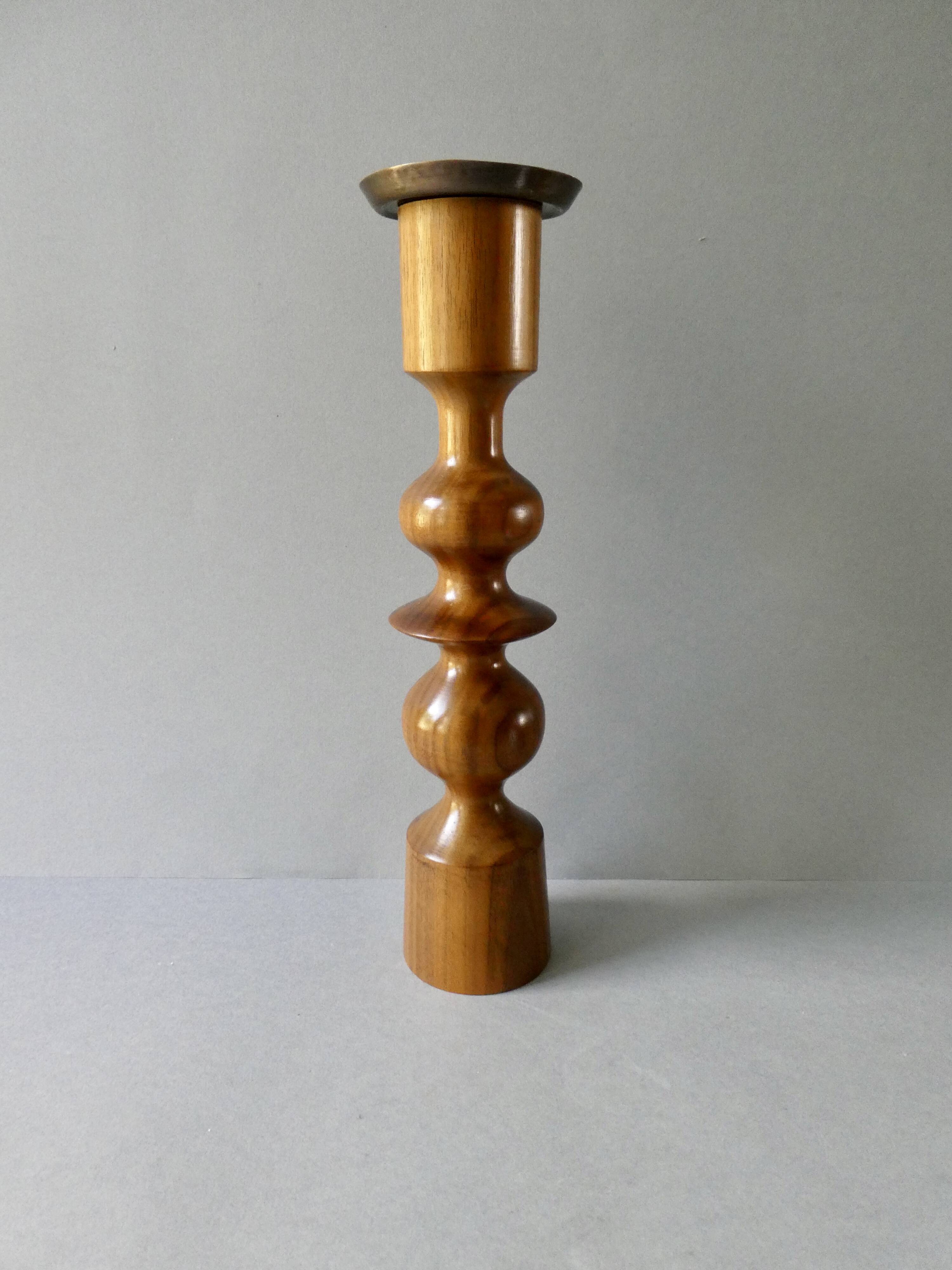 Turned wooden candle holder, circa 1960, Scandinavian style