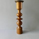 Turned wooden candle holder, circa 1960, Scandinavian style
