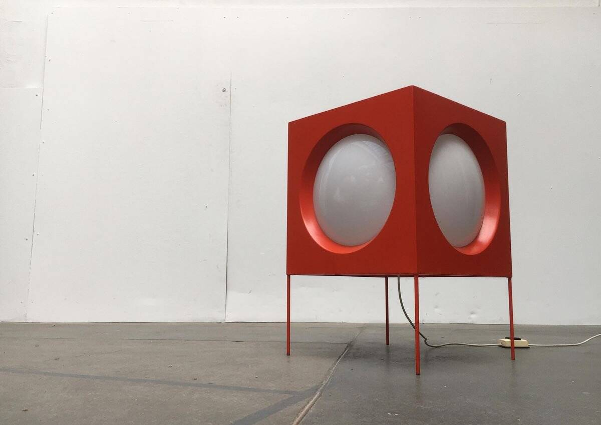 Cube Floor Lamp T-267 Swiss Space Age by Carl Moor for BAG Turgi, 1960s