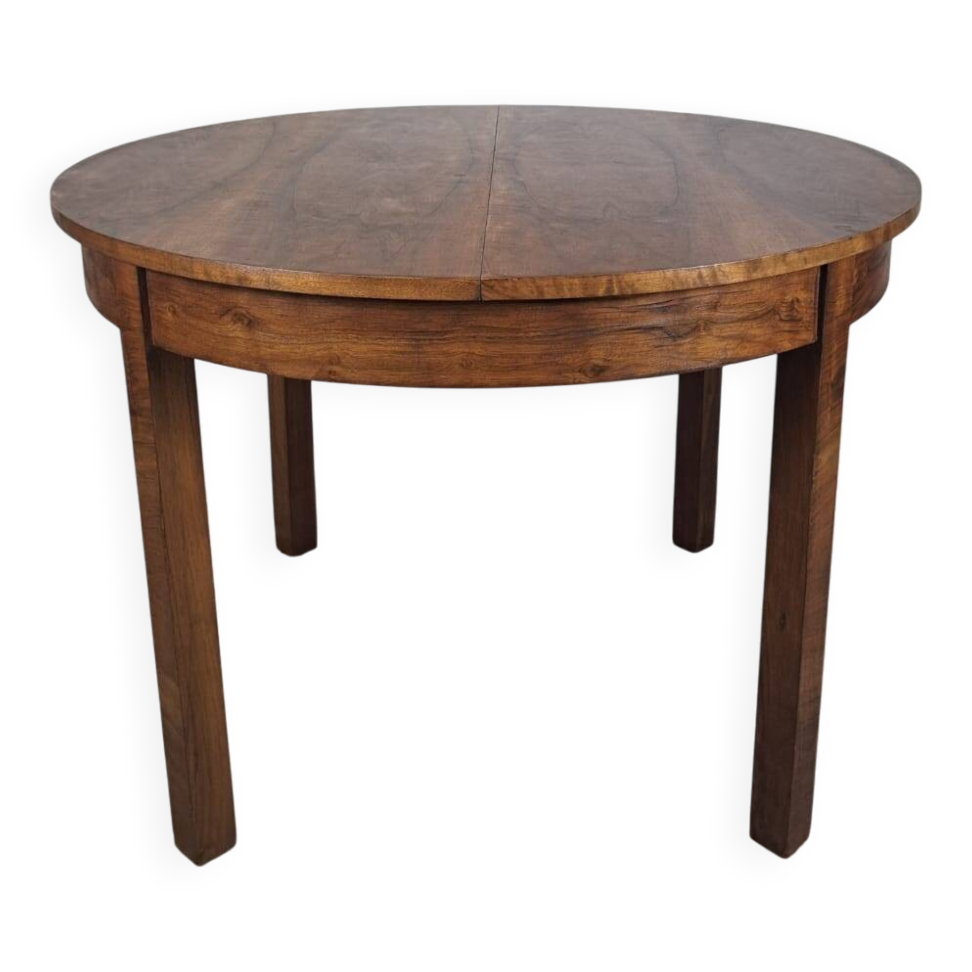 Table ronde extensible Art déco des années 1950, rénovée