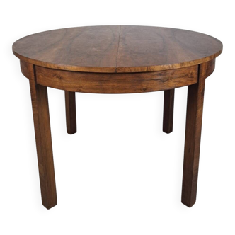 Table ronde extensible Art déco des années 1950, rénovée