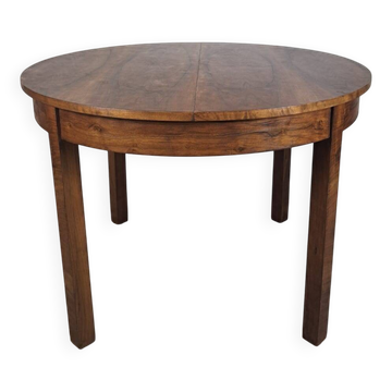 Table ronde extensible Art déco des années 1950, rénovée