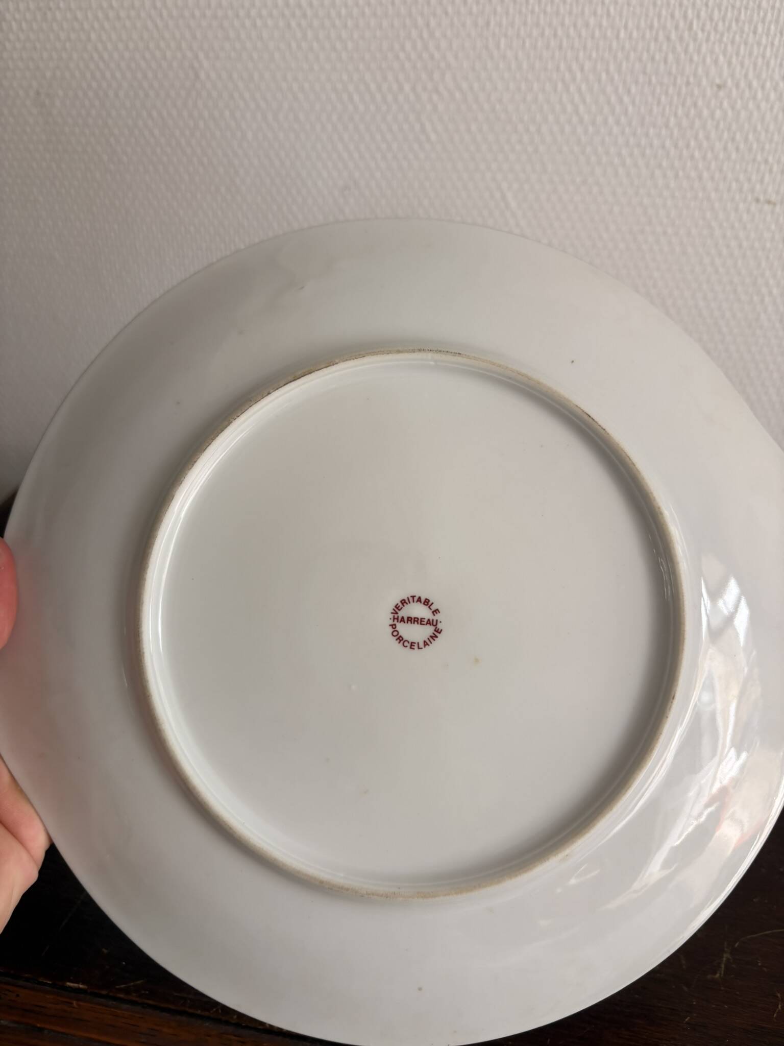 Porcelain Plate Limoges Harreau Fluted Edge Neo-Classical Style Louis XVI