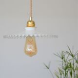 Pleated opaline suspension and jute cord