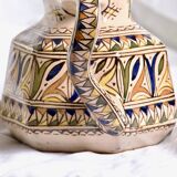 Antique hexagonal carafe in ceramic art from Fes