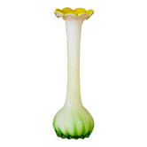 Vase en verre soufflé de Murano en forme de fleur jaune