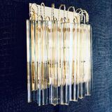 Hollywood Regency Style Glass & Brass Wall Lamp from Massive, Italy, 1980s