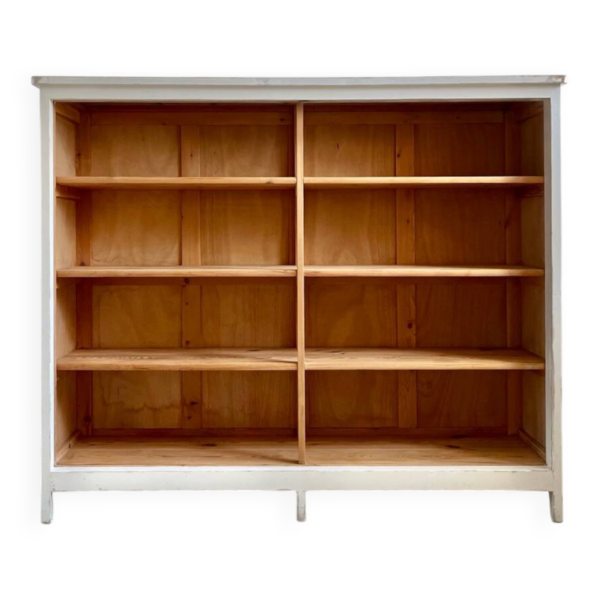 Large antique school wardrobe/bookshelf in solid pine – 1950