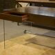 Desk design in melamine, glass and chrome 1980s