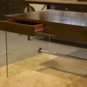Desk design in melamine, glass and chrome 1980s