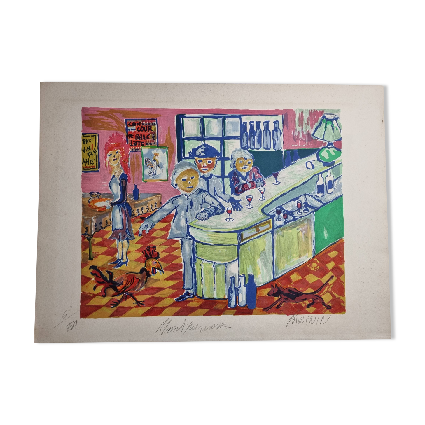 Lithograph, "Montparnasse", artist's proof, numbered signed, 76 x 55 cm
