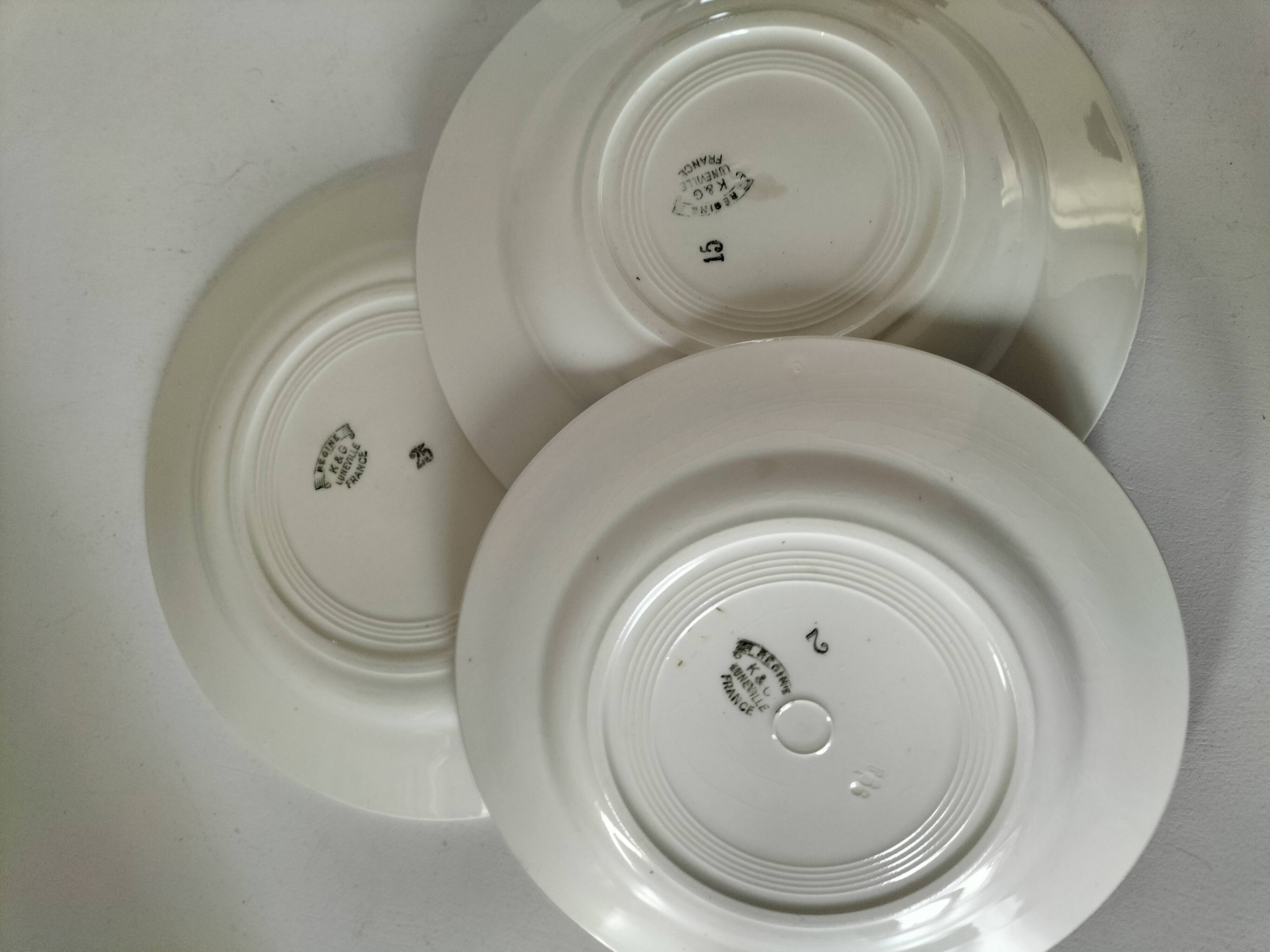 Set of three ironstone plates K & G Lunéville model Régine - 1950s