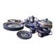 Superb complete table service "Taous" in cobalt blue porcelain.