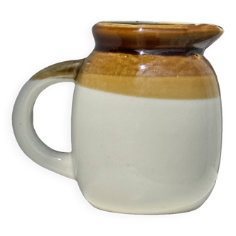 Small two-tone white and brown pitcher Made in China