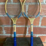 Paire de raquettes de tennis anciennes Majestic en bois, années 50