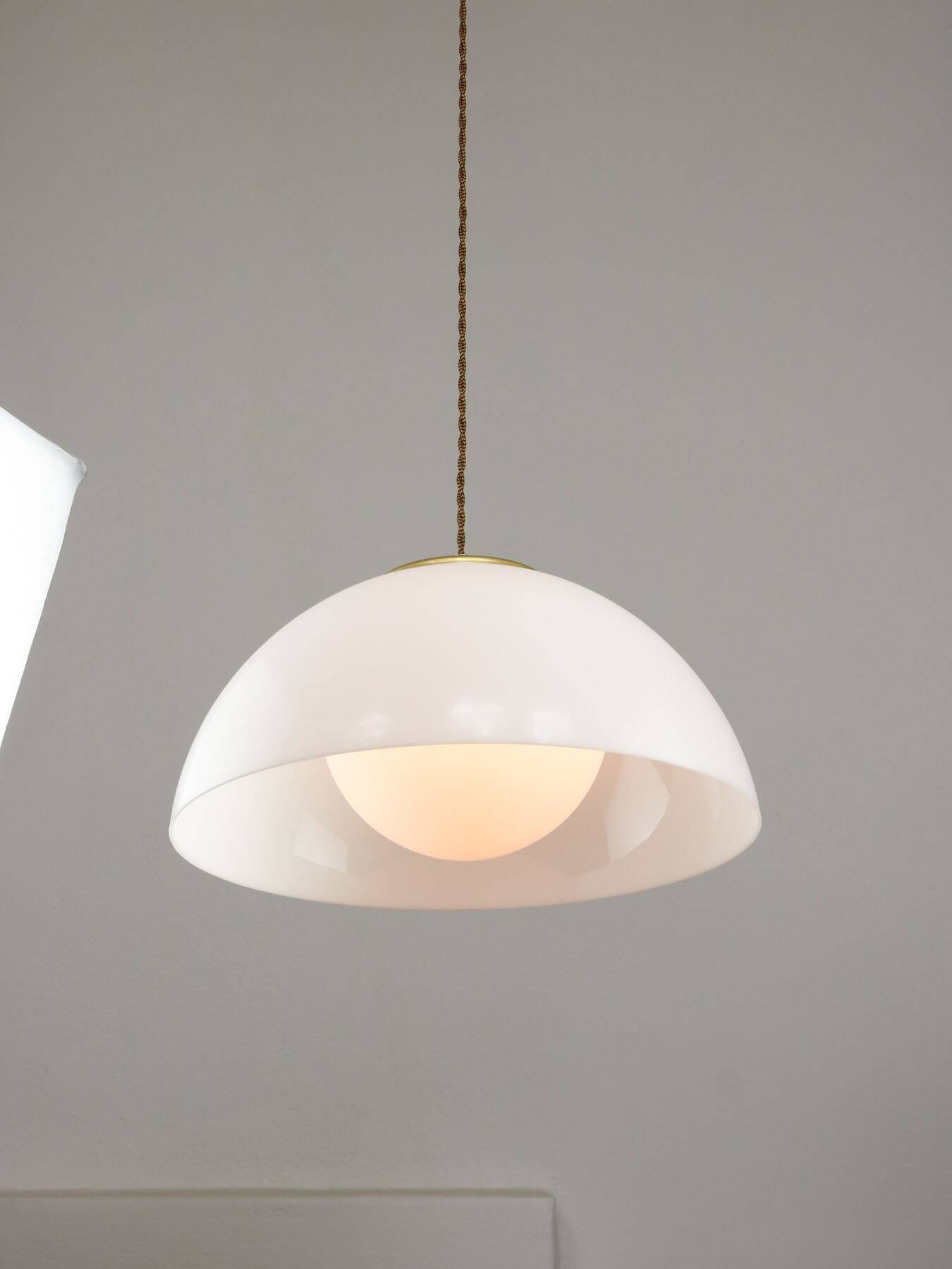 Italian Space Age Pendant in Brass and Acrylic Glass, 1970s