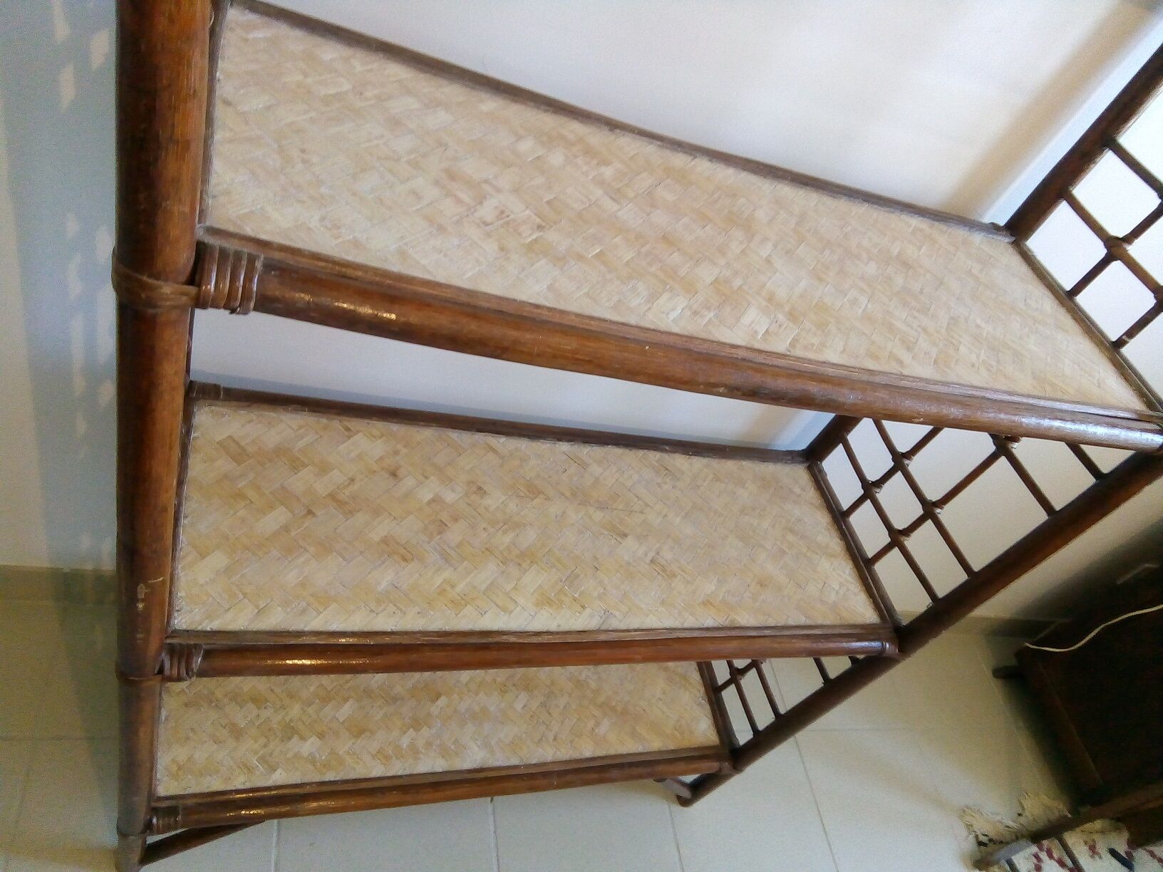 Vintage rattan bamboo tier